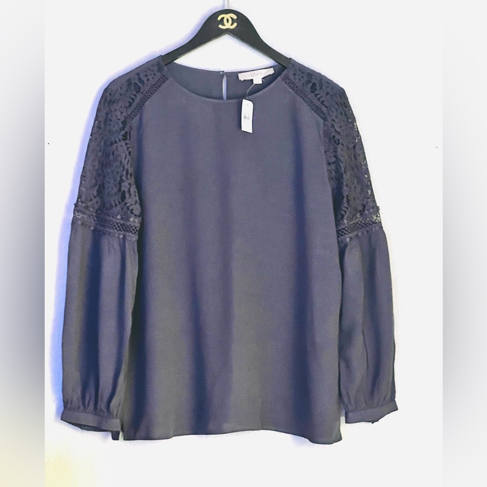 LOFT long sleeve blouse with lace detail NWT